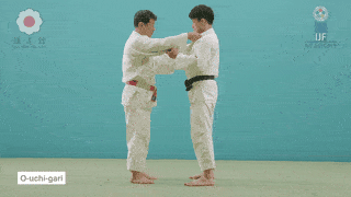 o-uchi-gari - A technique to reap the opponent’s left leg from the inside with the right leg and throw him down by breaking his balance backward. o-uchi-gari - A technique to reap the opponent’s left leg from the inside with the right leg and throw him down by breaking his balance backward.